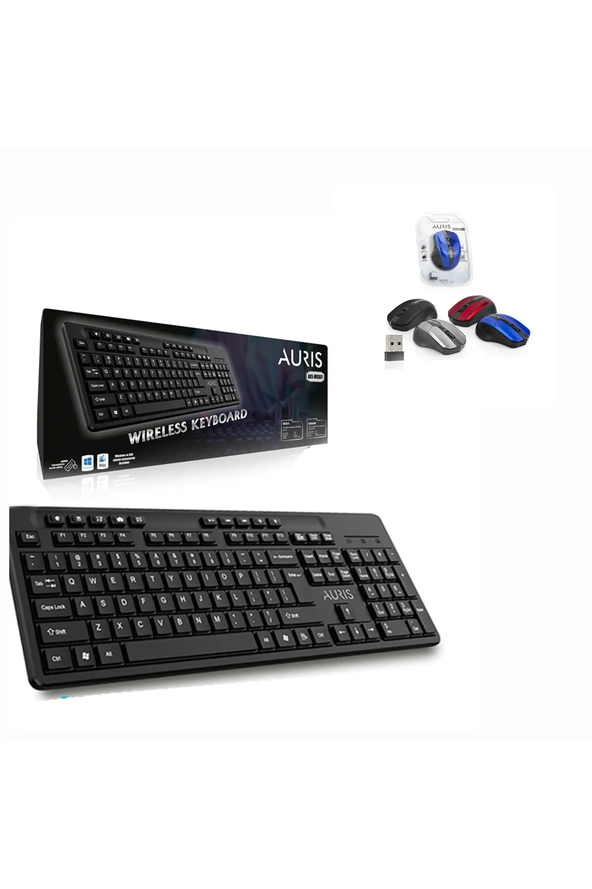 Auris WKB01 Wireless Kablosuz Klavye +Auris MW02 Wireless Kablosuz Mouse